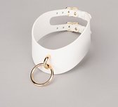 Lederen halsband / choker met gouden ring
