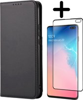 Fooniq Boek Hoesje Zwart + Screenprotector - Geschikt Voor Samsung Galaxy S10 Plus