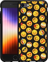 iPhone SE 2022 Hoesje Zwart Emoji - Designed by Cazy