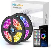 15M LED-stripverlichting -2x 7,5M - Muzieksynchronisatie - 5050 RGB LED-lichtstrip  - 44-Toetsen Afstandsbediening - Ingebouwde Microfoon - App-Gestuurde LED-verlichting - APP - Afstandsbedie