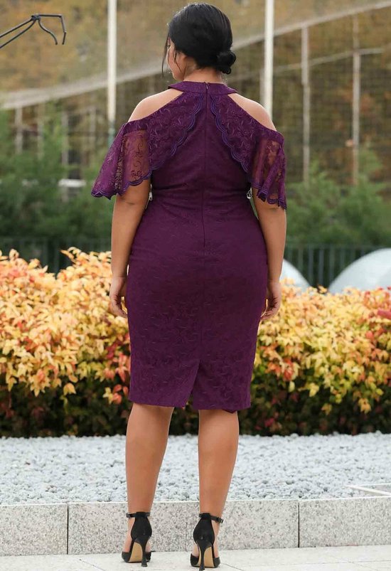 HASVEL - Purple dress- Paarse Jurk-Groote maat jurk- maat 54-Galajurk-Avondjurk  | bol.com