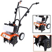 Luxiqo® Elektrische Tuinfrees – Cultivator – Grondfrees Verrijdbaar – 2-Takt Motor – Inclusief 4 Messen – 52 cc – Werkbreedte: 25,5 cm