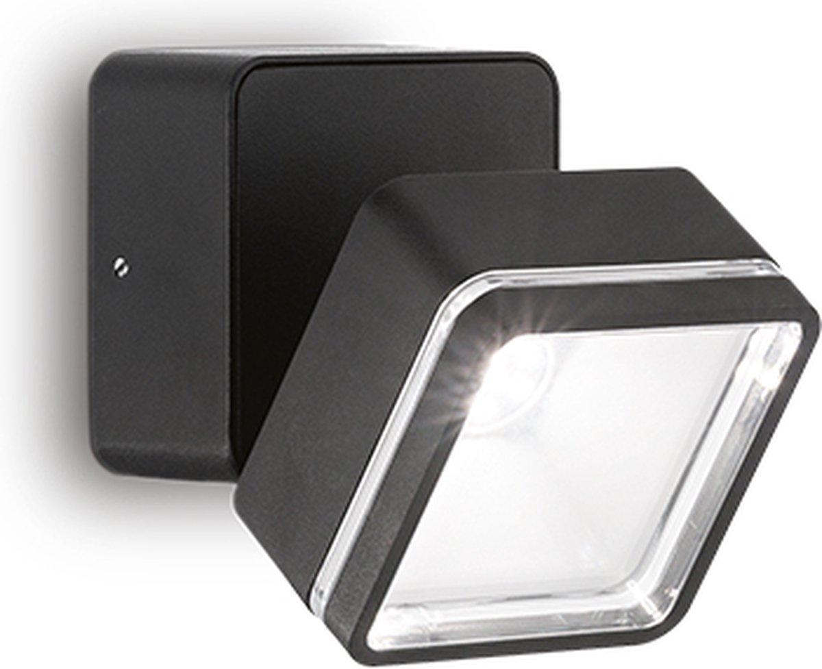 Ideal Lux - Omega square - Wandlamp - Metaal - LED - Zwart - Voor binnen - Lampen - Woonkamer - Eetkamer - Keuken