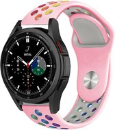 Strap-it Watch 4 & Watch 5 bandje - Samsung Galaxy Watch 4 Classic 46mm sport band - roze/kleurrijk - Geschikt voor Samsung Galaxy Watch 5 Pro – 44mm – 40mm & Galaxy Watch 4 40mm,