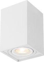 Braytron Gama Plafondspot Downlight Opbouwspot -Aluminium Vierkant --Kantelbaar-Wit-- GU10 Fitting IP20