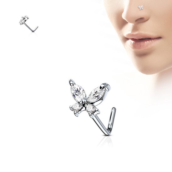 Neuspiercing vlinder sierlijk wit