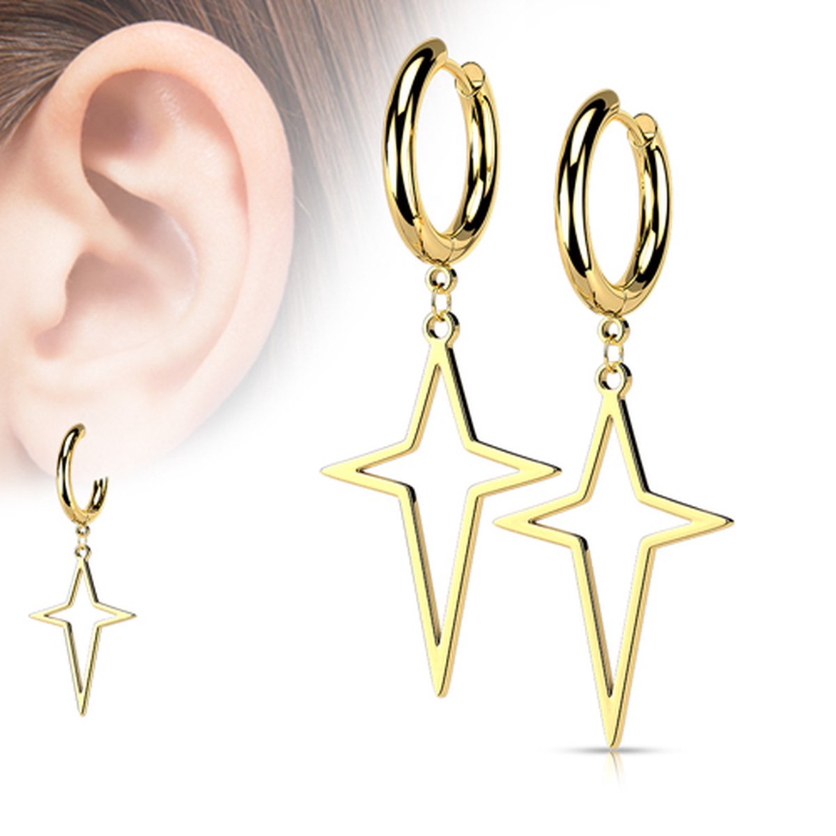Oorbellen hoop ring ster 0.8x12 - goud - LMPiercings