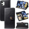 Luxe PU Lederen Wallet Case Geschikt Voor Samsung Galaxy S22 5G - Portemonnee Book Case Flip Cover Hoesje Met Multi Stand Functie - Kaarthouder Card Case Beschermhoes Sleeve Met Pasjes Houder & Slimme Magneet Knoop Sluiting - Bookcase - Zwart