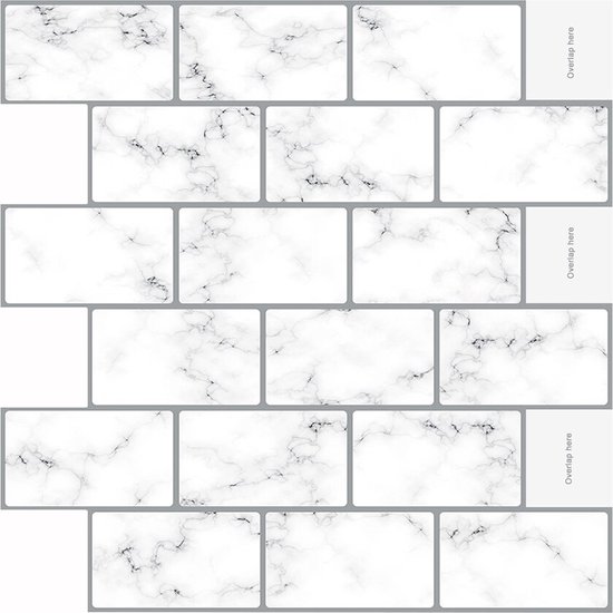 HOOZ Tegelstickers voor keuken, achterwand, zelfklevende tegels, plaktegels, keuken, wandpanelen voor wanddecoratie, wandbekleding, slaapkamer en woonkamer, marmerlook, bruin, beige, 10 stuks