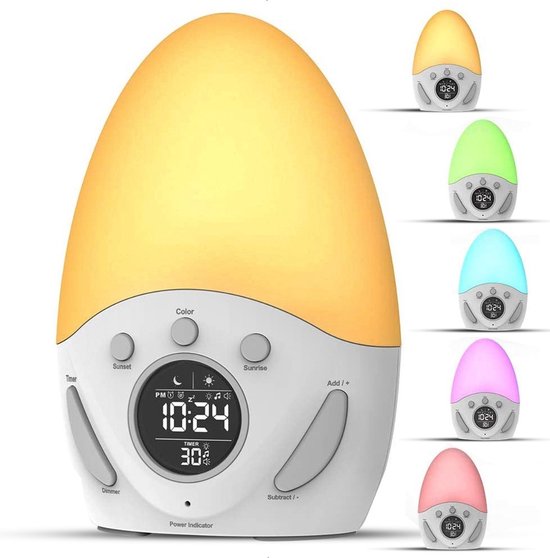 B-care Wake-up Light - Inclusief Adapter - Lichtwekker - Slaaphulp - Digitale Wekker Met Lamp - Wake Up Light - Wekker Sunset Lamp - Makkelijk In Gebruik - Snooze Functie - 2 Wektijden - 5 Kleuren - 9 Helderheidsaanpassingen - Kerstcadeaus