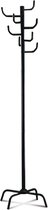 Kapstok - Zwart Staande kapstok 8 haaks - Sterk staal met zwarte kunststof accenten - Lichtgewicht - 4-teens voet - Garderobe kapstok - 47 x 47 x 180 cm