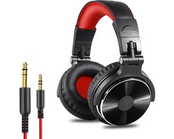 OneOdio Pro 10 - koptelefoon met microfoon - inklapbaar - muziek|studio|DJ (zwart/rood)