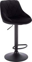 Kamyra® Industriële Velvet Barkruk - Barstoelen met Rugleuning - Verstelbare Zithoogte 60 - 82 cm - Zwart 38 x 35 cm