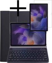 Hoesje Geschikt voor Samsung Galaxy Tab A8 Hoesje Toetsenbord Hoes Met Screenprotector - Hoes Geschikt voor Samsung Tab A8 Keyboard Case Book Cover - Zwart