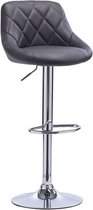 Kamyra® Industriële Lederen Barkruk - Barstoelen met Rugleuning - Verstelbare Zithoogte 60 - 82 cm – Grijs 38 x 35 cm