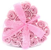 Zeep Bloemen - Roze Rozen - 24 stuks - Hartvormige Cadeau Verpakking