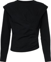 zoe karssen - dames -  saba plissé top met lange mouwen -  zwart gewassen - l