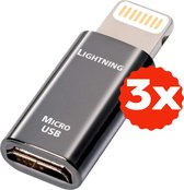 3x Micro USB naar geschikt voor iPhone Converter - Opzetstuk - Gebruik je oude Micro USB kabel om je iOS device op te laden