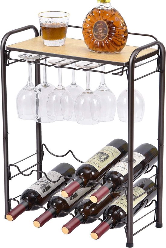 la cuisine le bar Plateau de rangement pour bouteilles de vin en fer et verre pour la maison 