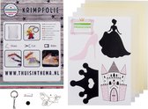 ThuisinThema DIY - Kit Princesses Krimpie Dinkie - Kit d'artisanat sous film rétractable - Feuilles sous film rétractable - Faire de la joaillerie sous film rétractable - filles artisanales