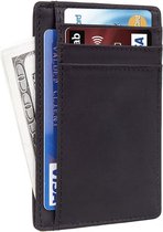 Stano Heren Portemonnee met Geldklem - Slim Wallet RFID Beschermd - 10 Kaartvakken + Muntvak - Zwart leer