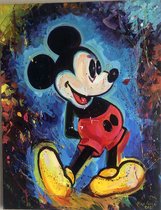 Schilderij- Mickey Mouse- Katoenen canvasdoek-Handgeschilderd(100%)- Origineel
