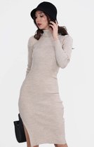 HASVEL - midi gebreide jurk - Steenkleurige jurk - dames jurk - one size