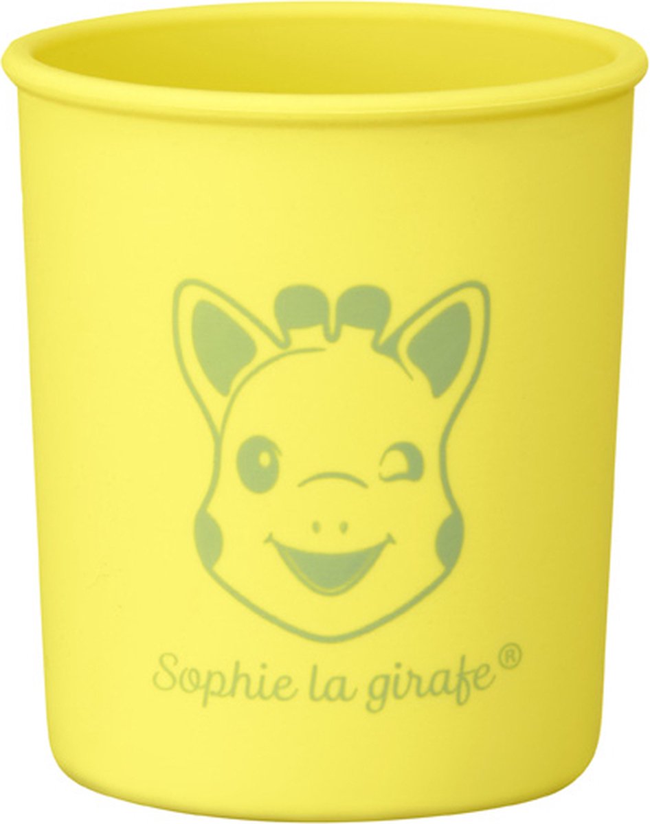 Goedkoopste Sophie de giraf Beker - Kinder servies - Drinkbeker - Vaatwasser- en magnetronbestendig - Siliconen - In witte geschenkdoos - Geel