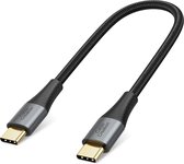 Korte USB C-kabel 30 CM, Korte USB-C naar USB C-kabel 60W/3A Snel opladen USB C-kabel Korte, gevlochten USB C mannelijk naar USB mannelijk kabel voor powerbank, iPad Pro iPad Mini
