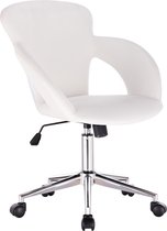 Kamyra® Ergonomische Bureaustoel Leer - met Armleuning & In Hoogte Verstelbaar - Bureaustoelen, Stoel - 48x42x90 cm - Wit