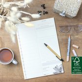 Planjeweek.nl | Prikkelarme A4 dagplanner 'Lotus' schrijfblok - jouw rustigste dagoverzicht / dagplanning voor ontprikkelen en rust in je hoofd | Plan jouw tijd & energie per kwart