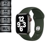 Smartwatch Bandje geschikt voor Apple Watch 42/44/45mm M/L - Silicone Sportbandje - Donker Olijf