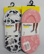 Footies - Maat 35-38 - Sneakersokken  - 4 paar - All over Print - Roze / Grijs / Wit - Voordeel Set van 4 Paar