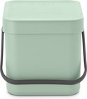 Lichtgroene afvalbak van 6 liter met handvat en gesloten deksel. Ideaal voor aanrecht.