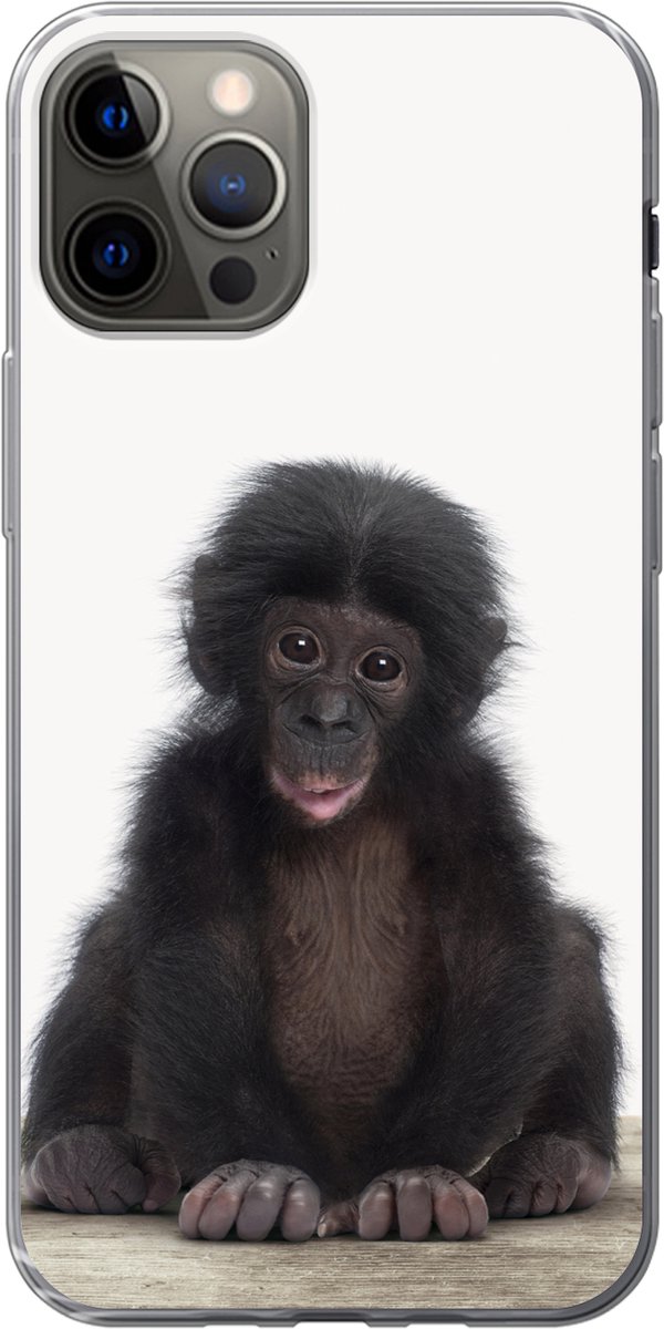 Telefoonhoesje Geschikt voor iPhone 13 Pro hoesje - Kind - Aap - Chimpansee - Baby dieren - Jongens - Meiden - Siliconen Telefoonhoesje Telefoonhoesje