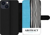 Bookcase Geschikt voor iPhone 13 Mini telefoonhoesje - Design - Blauw - Zwart - Wit - Met vakjes - Wallet case met magneetsluiting