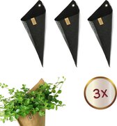 Sizo® Plantenzak | Papieren Plantenbak | Plantenbak | Set van 3 Stuks | Ophangbak voor Planten | Zwart | 15x 30cm | Kruidenrek | Hangplant | Bloempot