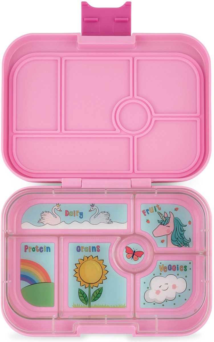 Yumbox Original - lekvrije Bento box lunchbox - 6 vakken - Power roze / eenhoorn tray