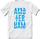 Amsterdam T-Shirt | Souvenirs Holland Kleding | Dames / Heren / Unisex Koningsdag shirt | Grappig Nederland Fiets Land Cadeau | - Wit - XXL