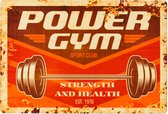 Spreukbord - Power Gym Fitness - Hout - Vintage - Retro - Bord - Tekstbord - Wandbord - Wanddecoratie - Muurdecoratie - Cafe - Bar - Man - Cave