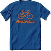 Amsterdam Fiets Stad T-Shirt | Souvenirs Holland Kleding | Dames / Heren / Unisex Koningsdag shirt | Grappig Nederland Fiets Land Cadeau | - Donker Blauw - L