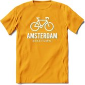Amsterdam Bike Town T-Shirt | Souvenirs Holland Kleding | Dames / Heren / Unisex Koningsdag shirt | Grappig Nederland Fiets Land Cadeau | - Geel - XXL