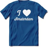 I Love Amsterdam T-Shirt | Souvenirs Holland Kleding | Dames / Heren / Unisex Koningsdag shirt | Grappig Nederland Fiets Land Cadeau | - Donker Blauw - S