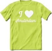I Love Amsterdam T-Shirt | Souvenirs Holland Kleding | Dames / Heren / Unisex Koningsdag shirt | Grappig Nederland Fiets Land Cadeau | - Groen - XL