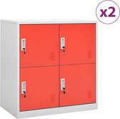 Lockerkasten 2 st 90x45x92,5 cm staal lichtgrijs en rood