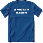 Amsterdam T-Shirt | Souvenirs Holland Kleding | Dames / Heren / Unisex Koningsdag shirt | Grappig Nederland Fiets Land Cadeau | - Donker Blauw - L