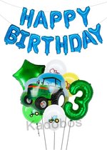 Tractor ballonnen set verjaardag 3 jaar - Happy Birthday letters - 20 delig