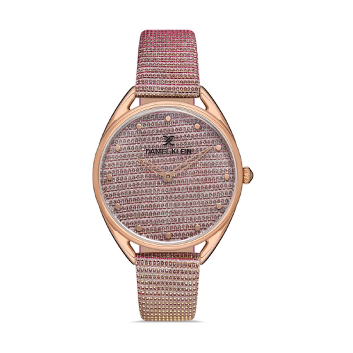 Daniel Klein DK.1.12938-3 - Horloge - Analoog - Dames - Vrouwen - leren band - rond - Roze - Rosékleurig - Glitter