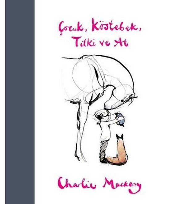 Boekomslag met schets van een kind, een mol, een vos en een paard. Titel: Çocuk, Köstebek, Tilki ve At. Auteur: Charlie Mackesy.
