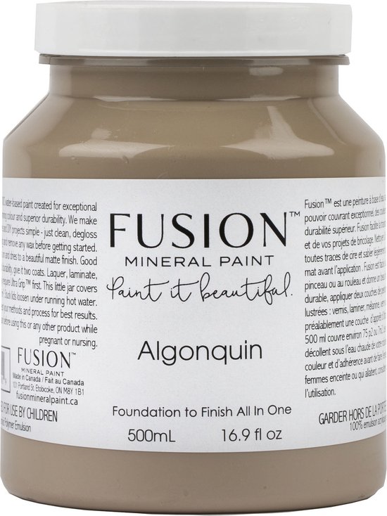 Foto: Acryl verf fusion paint taupe meubelverf acryl algonquin 500 ml